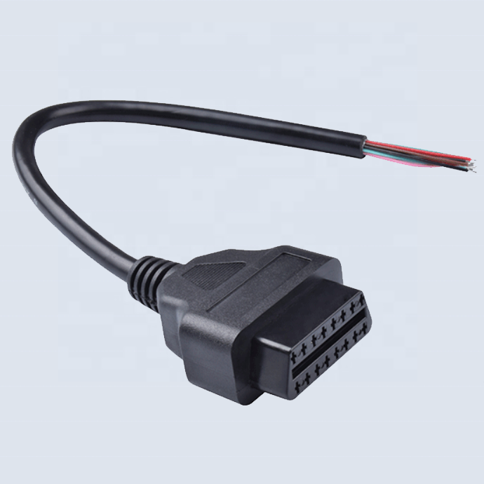 300mm 16Pin 16Way OBD2 OBDII Female To Opening End Wire Cable