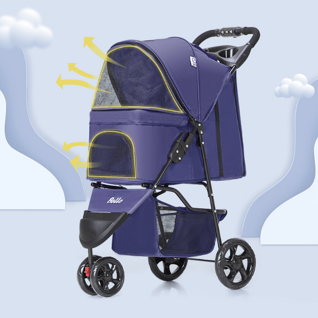 Wholesale multi color newly design 4 wheel pet trolleys cat/dog easy walk folding travel carrier carriage pet stroller