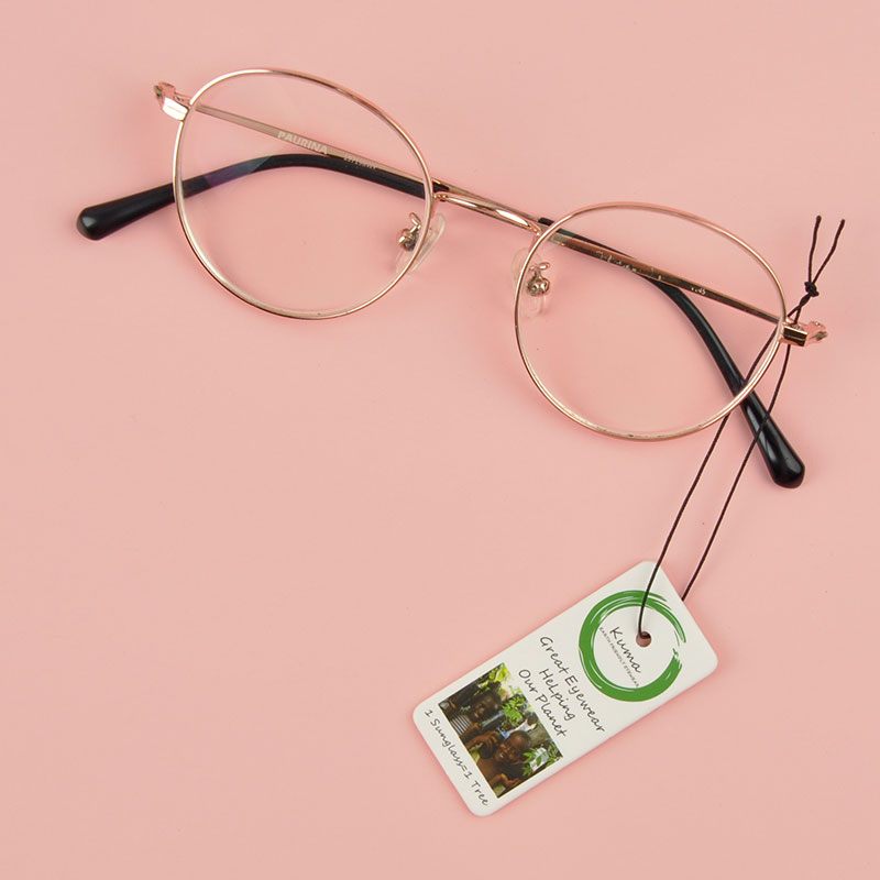 Custom printing sustainable and durable double side name logo hang tags for sunglasses with srtings