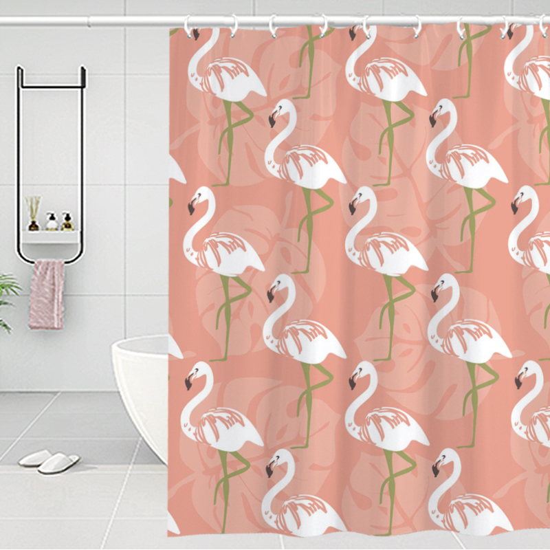 special colors shower curtains with fanncy flamingo print , toilet shower curtain sublimation