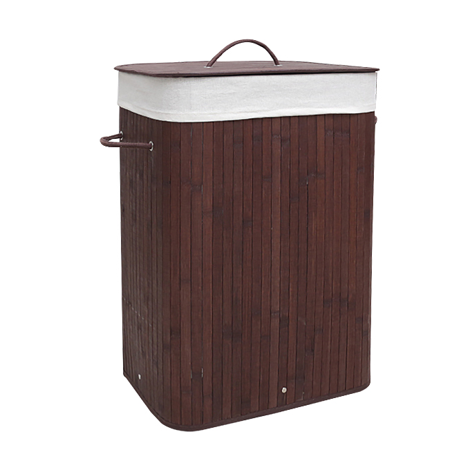 Dirty Clothes Bamboo Storage Basket with Lid and Removable Liner