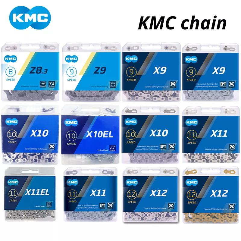 Цепь велосипедная KMC Z8, Z9, X9, X10, X11, X12, 8/9/10/11/12 скорости и волшебная кнопка для горного велосипеда/стержня EL EPT, оригинальная коробка