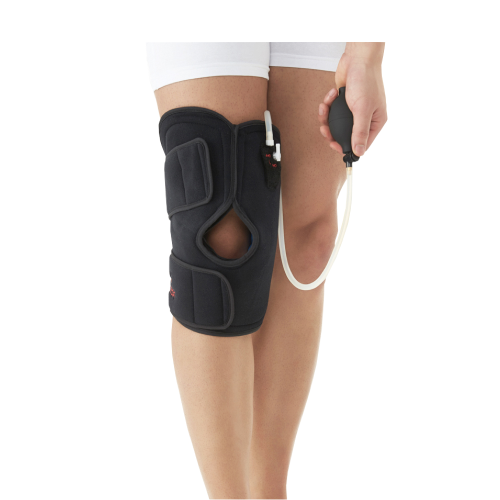 Compression Knee Ice Wrap - Reusable Brace with Air Pump - Hot/Cold Therapy, Pain Relief, Swelling and Recovery Support