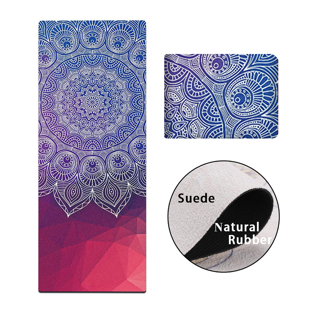 Custom Design Foldable Travel Suede Thick Yoga Mats Pattern Eco Friendly Natural Rubber Yoga Mat Set
