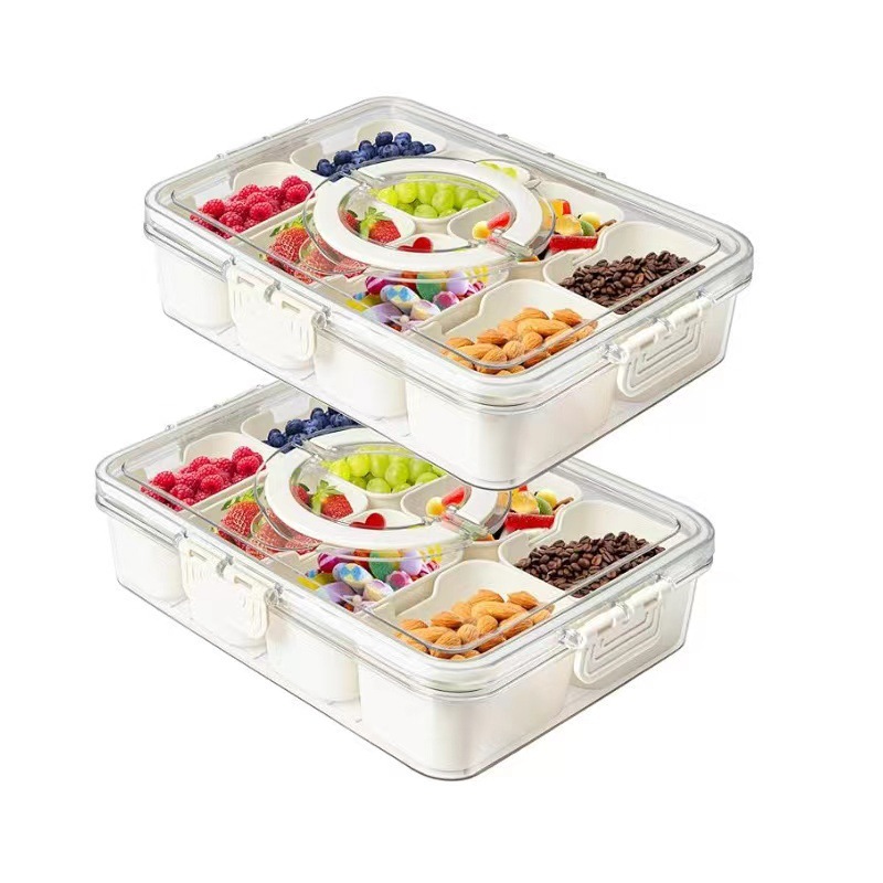 Factory Wholesale Handle Transparent Refrigerator Fresh-keeping Box Spice Storage Box Divided Spice Container Combination Set