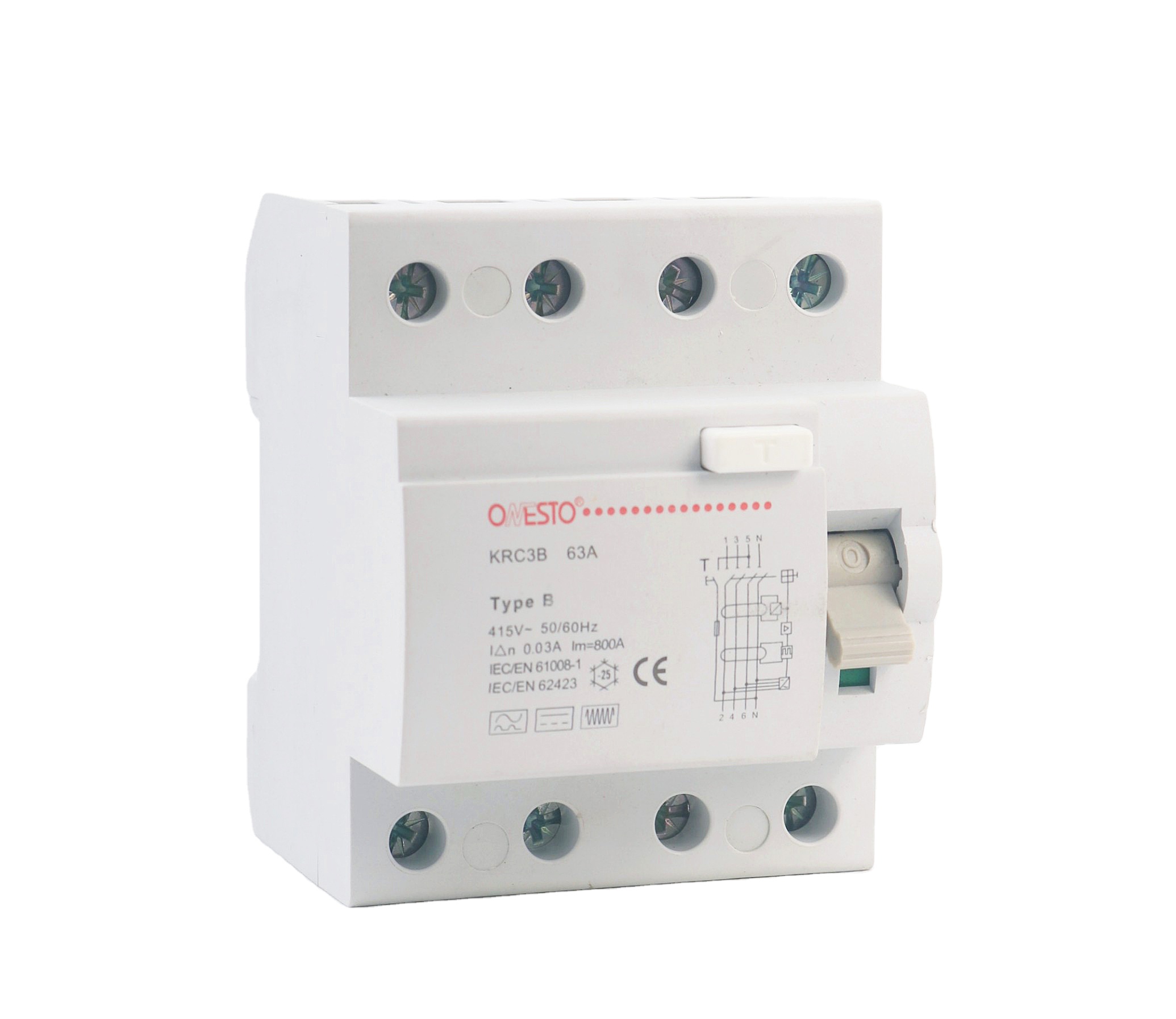 Устройство остаточного тока типа B для зарядки EV 4P RCD RCCB 30 мА/100 мА/300 мА