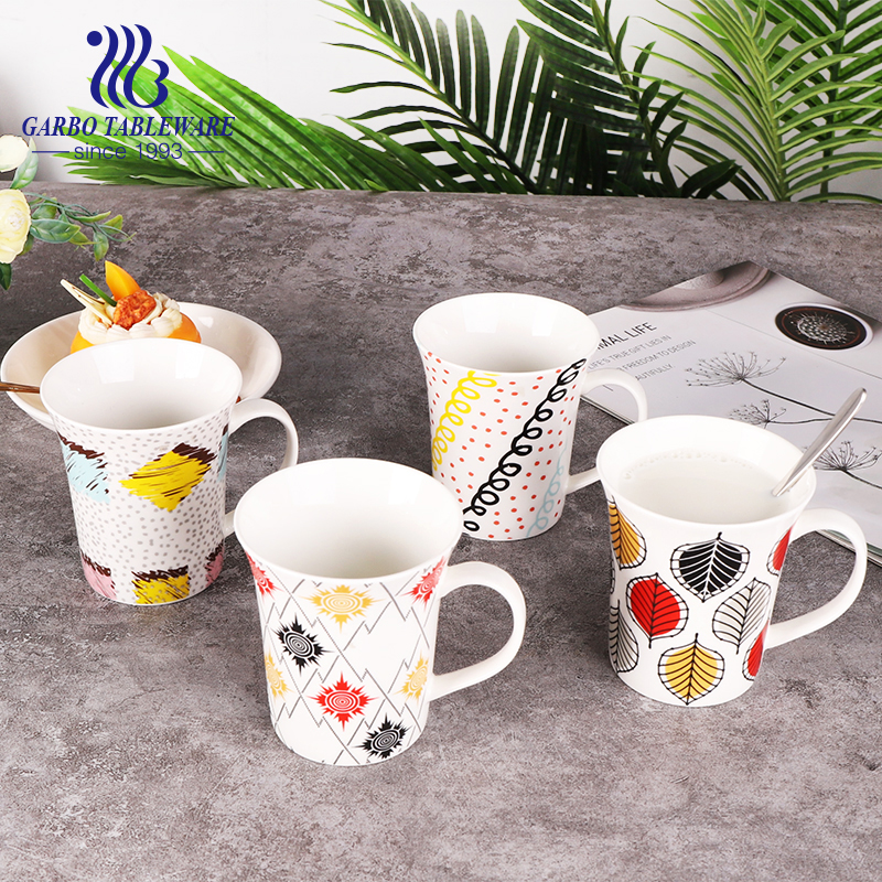 Handle Porcelain Milk Mug Drinking Mug Porcelain Dinnerware Decal Logo Ceramic Cup Fine White Porcelain Coffee Mug