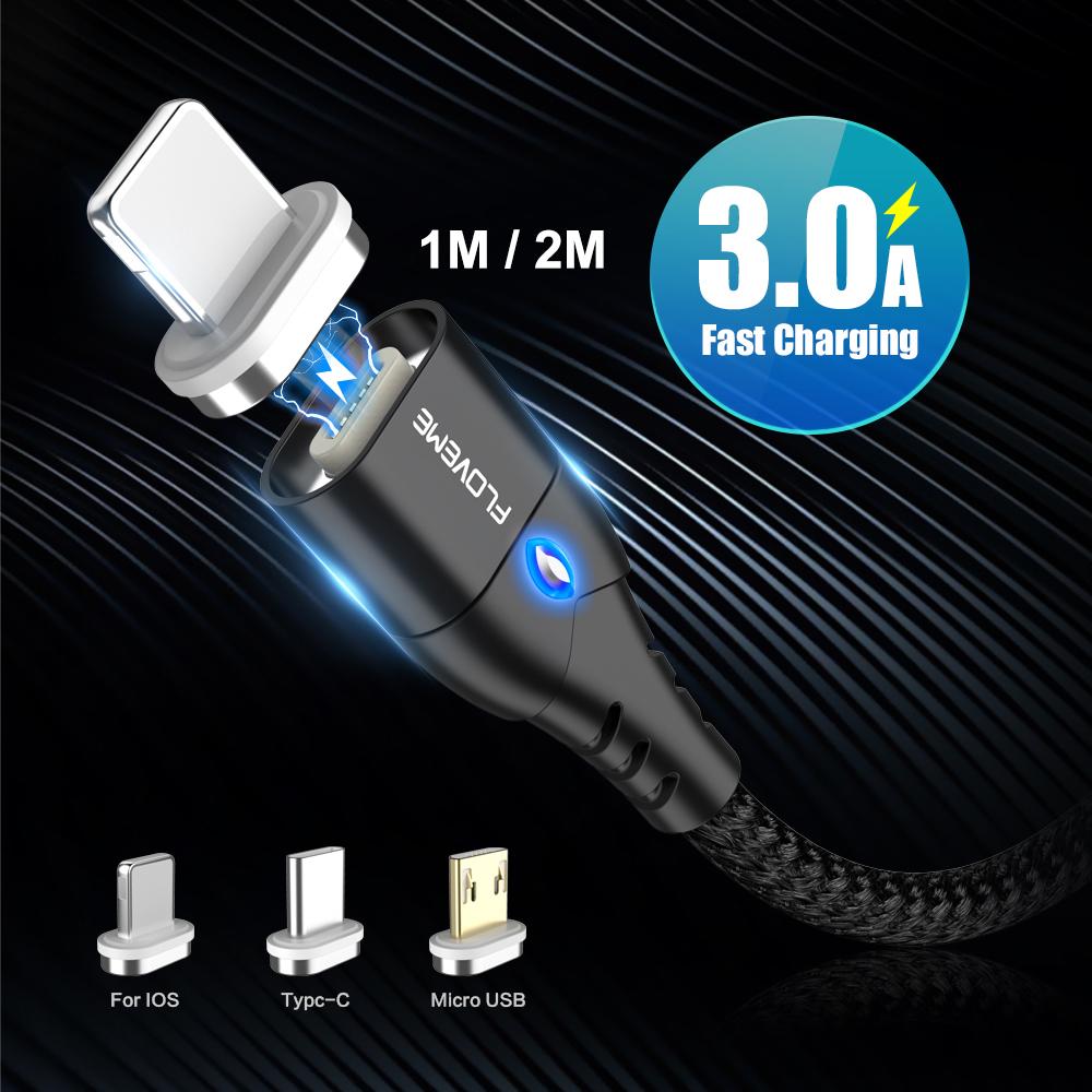 Amazon Top Seller 3A Magnetic USB Charger Cable Magnet Charging 480Mbps Data Transfer Mobile Phone Cable Custom Accept