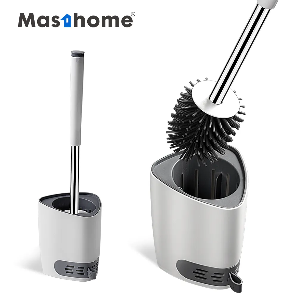 Masthome Hot Selling Bathroom Plastic Holder Soft Tpr Bristle Cleaning Silicon Toilet Brush