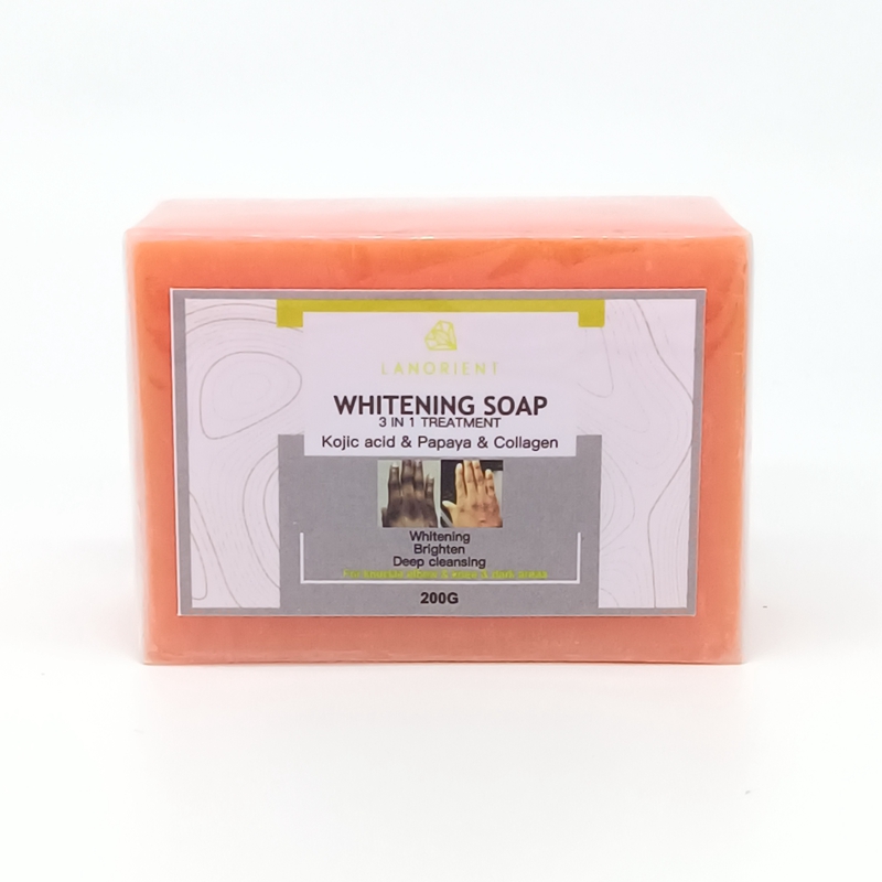 Private Label Natural Organic Kojic Acid & Papaya & Collagen Skin Whitening Brightening Soap for Face Body Knuckles 200G