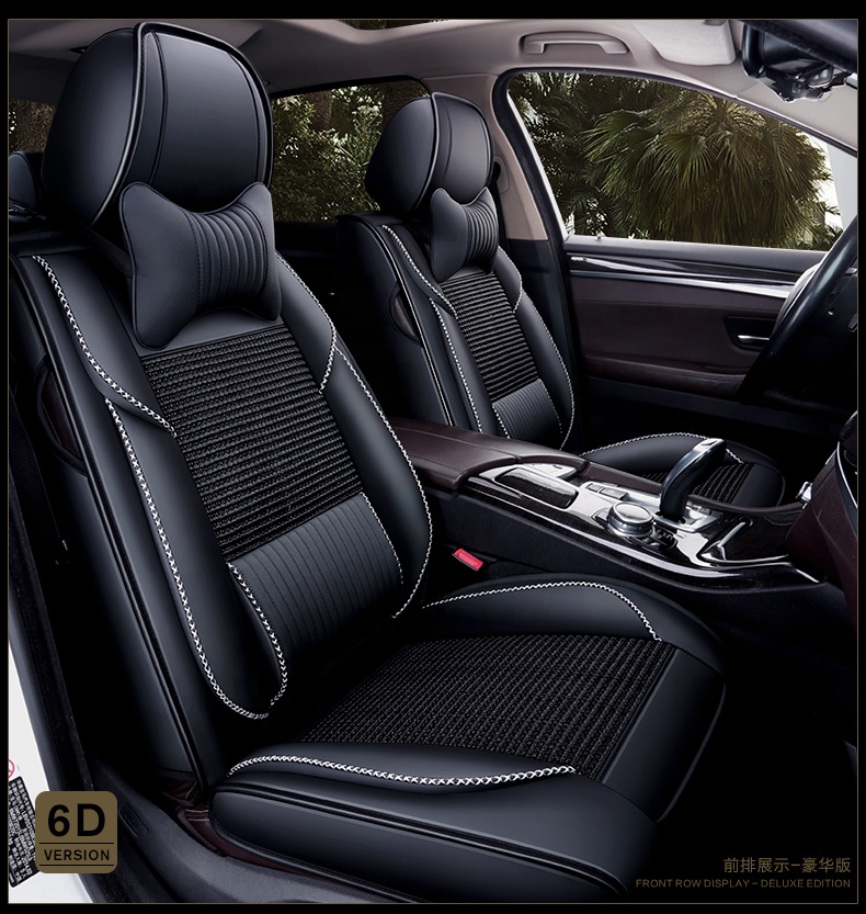 Universal Polyester&PET 6D Seat Cover Full Set Universal Fit Luxury Car Seat Cover Set Breathable Seat Covers for Car