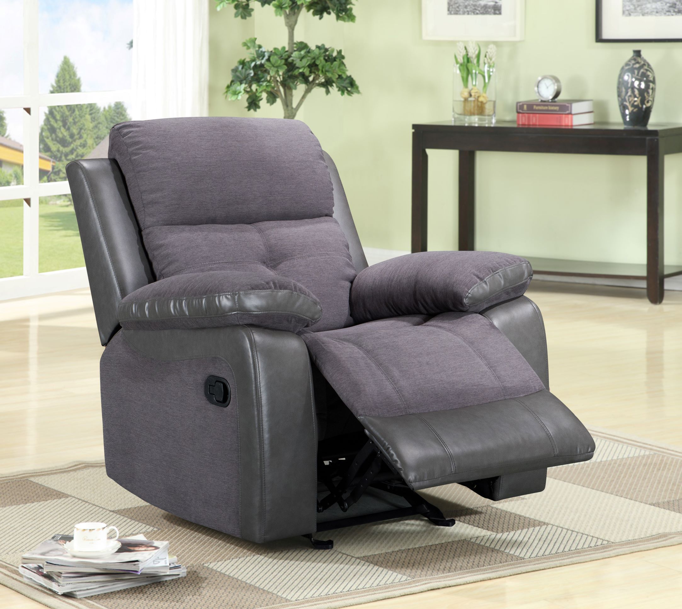 Wholesale Price Fabric Match Leather Manual Recliner Chair, Hot Sale Recliner Sofa Chair