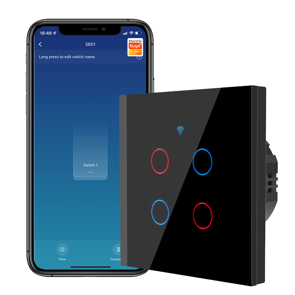 SMATRUL на возраст 1, 2, 3, 4, Gang Tuya Wi-Fi приложение Smart Life сенсорный беспроводной настенный выключатель света RF 433 МГц без нейтральный требуется 220V Google Home Alexa