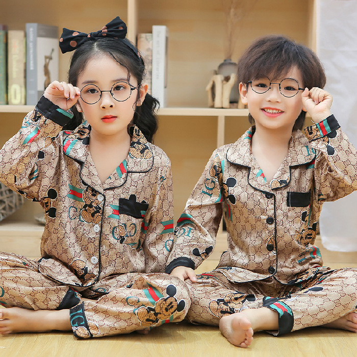 Роскошная шелковистая одежда для сна, атласная пижама Infantil Piyama Танак, дизайнерская Пижама, Шелковый комплект, Детская Пижама, одежда для сна для девочек