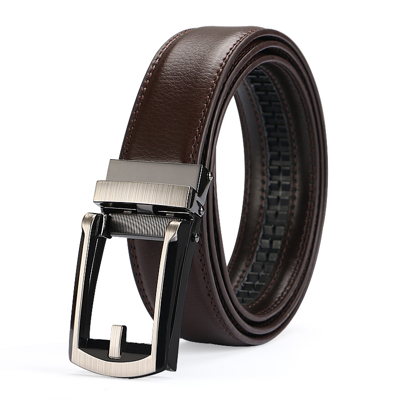 High Quality Custom Belt Metal Buckle Belt Luxury Black Leather Men Belt