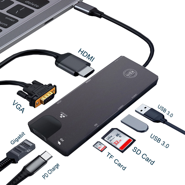 Новейший Usb type c концентратор 8 в 1 usb концентратор многофункциональный адаптер для ноутбуков Type C