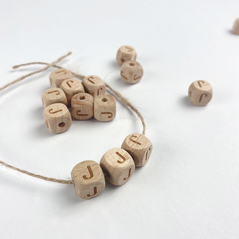 Natural Beech Wood Decor Beadswooden Beads For Jewelry Making Baby Name Letter