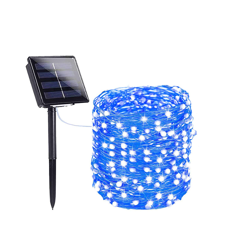 Blue Outdoor Solar String Lights  Solar String Lights Outdoor  Waterproof 8 Modes Solar Fairy Lights for Garden Patio