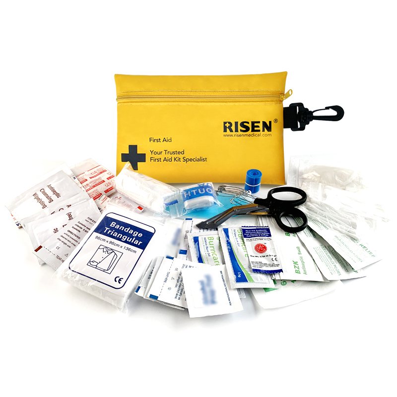 Customize Logo Printing 100PCS Items Small Red Nylon Sterilize First Aid Hiking Med Kit Bag For Workplace