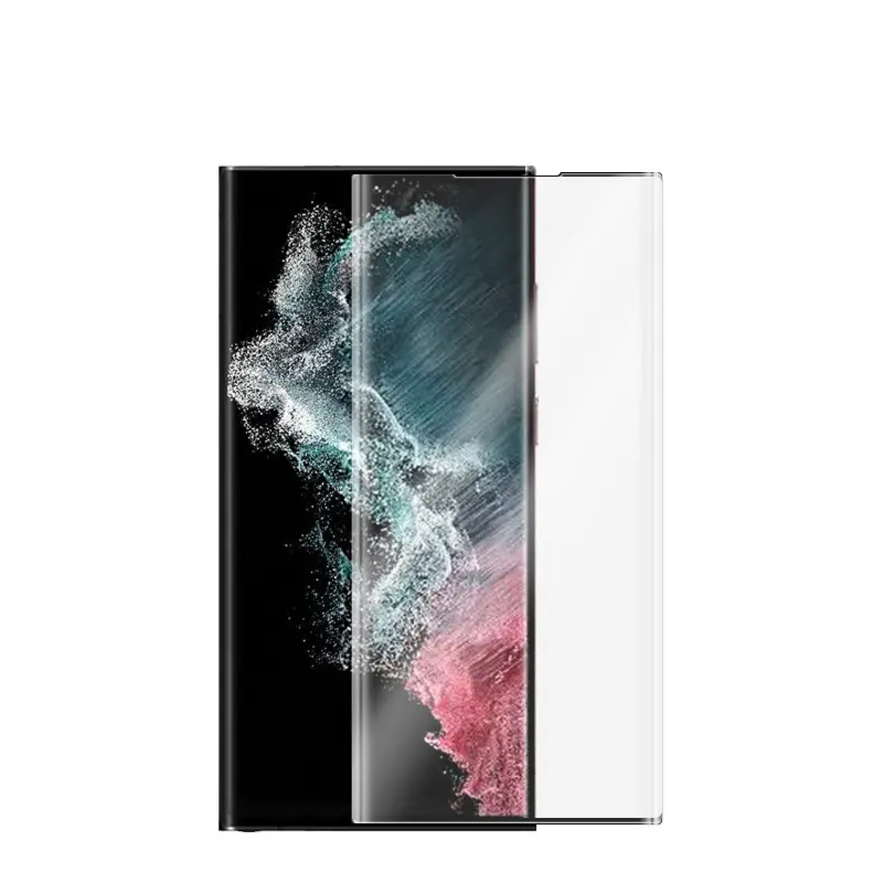 Защита экрана для Samsung S23 Ultra S22 S21 без отверстия разблокировка по отпечатку пальца клеевое изогнутое закаленное стекло