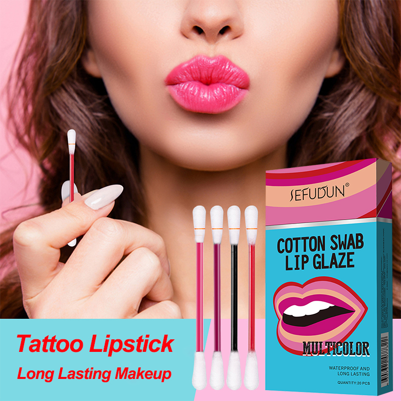 Wholesale Custom Logo Cosmetics Lip Glaze Waterproof Lip Gloss Lips Beauty Makeup Long Lasting Matte Cotton Tattoo Lipstick