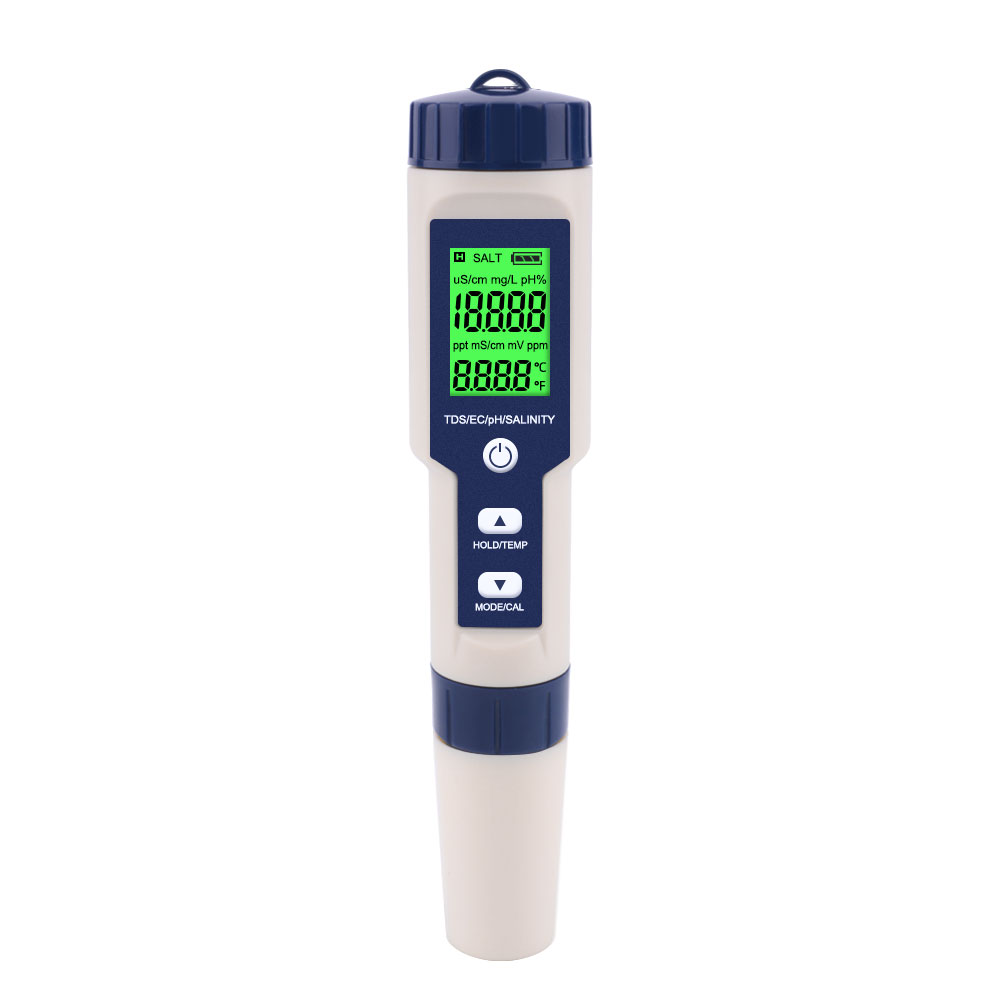 Новейший тестер качества воды 5 в 1 TDS/EC/PH/Salinity/TEMP с заменяемым электродом может измерять неморскую соленость