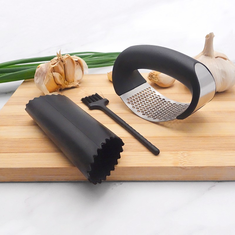 Fruit & Vegetable Tools Set Of 3 Plastic Handle Manual Stainless Steel Garlic Press