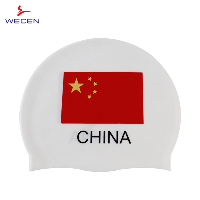 55g Adult/Kids Flag Regular Silicone Swimming Cap 100% Silicone Leak Proof Swim Cap Silicone Custom Logo Low MOQ