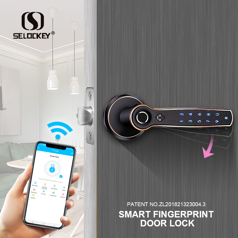 S1580 интерьер дверная ручка и замком на открытом воздухе ttlock/Tuya APP Wi-Fi fingerprint смартфон дверная ручка замок с поддержкой Alexa