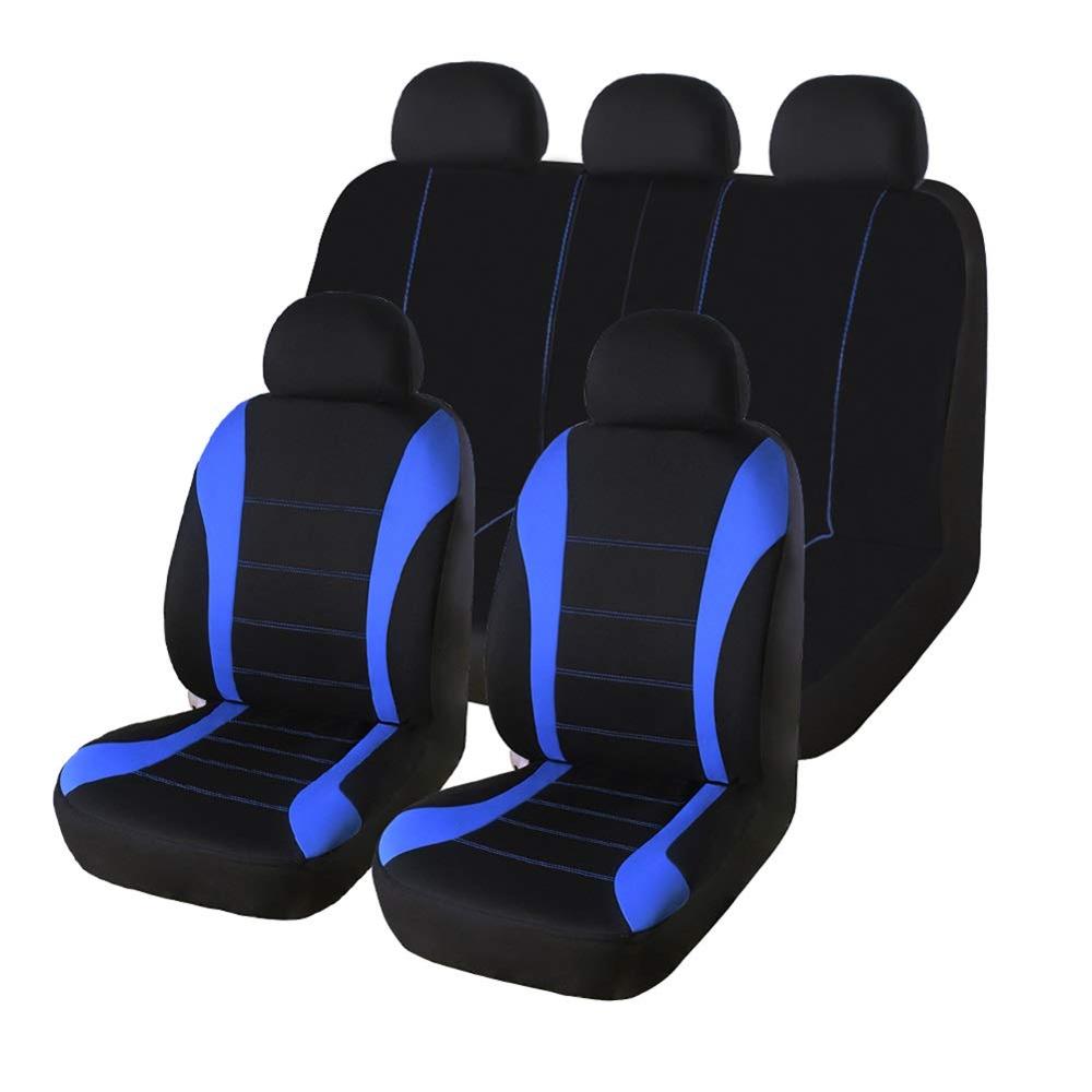 Universal Full Set Flat Cloth Fabric Car Seat Cover Fit 5-Seater Car Seat Cover 9pcs Side Airbag Fit