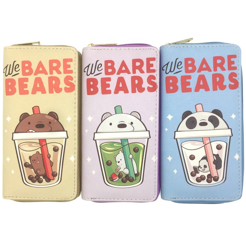 Wholesale Cute Cartoon Bear Print PU Coin Purse Long Zipper Coin Purse Wallet