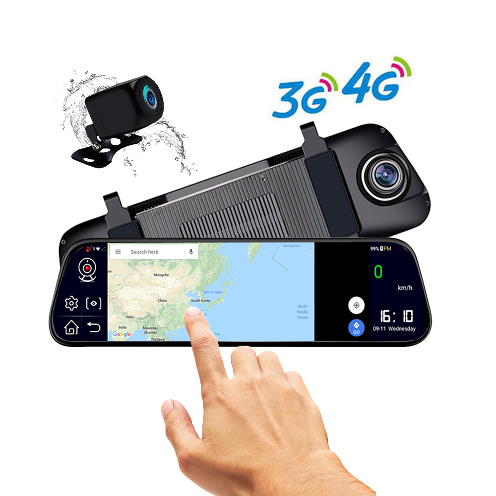 Hawkeye Профессиональный 9,66 дюймовый 4G & WIFI Android 8,1 Автомобильный видеорегистратор с зеркалом заднего вида двойная автомобильная видеокамера HD видеорегистратор с ночным видением