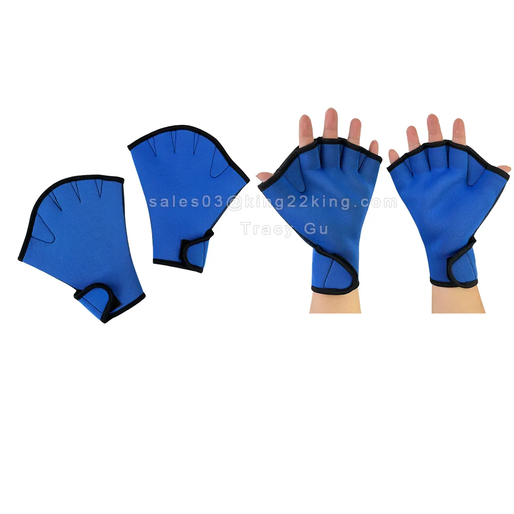 Custom Make Neoprene webbed SwimGloves for Swimming Diving with Wrist Strap