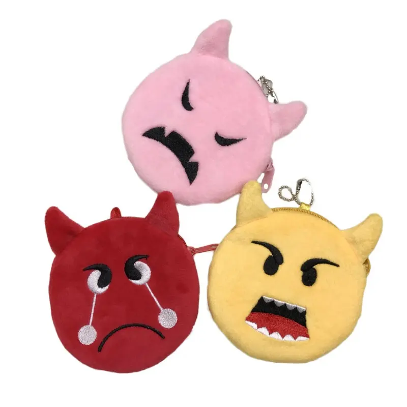 Wholesale Angry Face Lovely Mini Plush Purse LOW MOQ Custom LOGO Plush Coin Bags Women Pouch