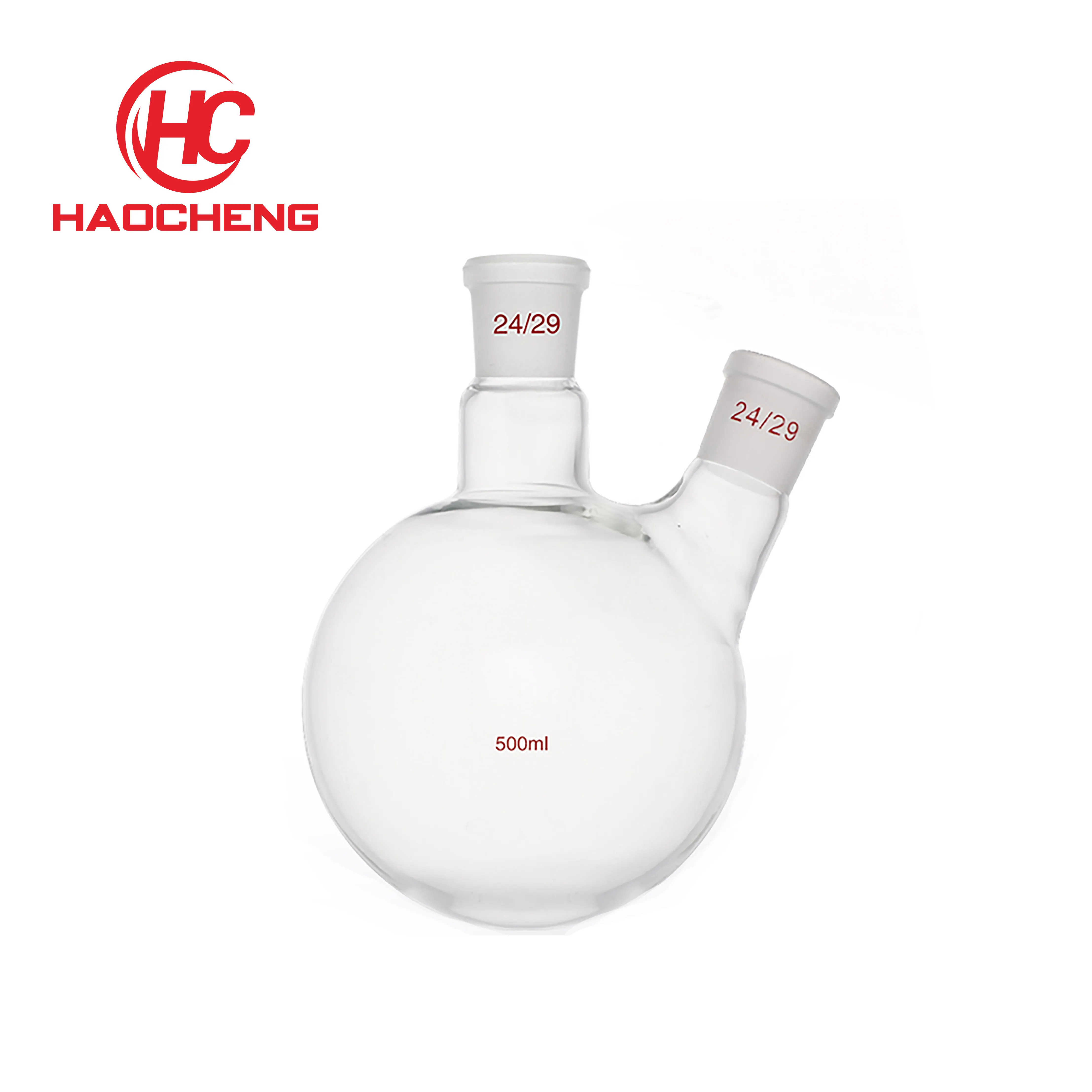 Borosilicate Glass 2 Neck Round Bottom Flask 2000mL with 24/40 Center and Side Standard Taper Outer Joint