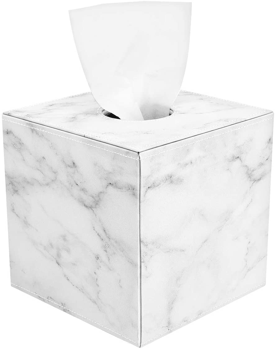 Premium Leather Napkin Dispenser, Facial Tissue Box Cover Holder for Countertop Bedroom Car Office Bathroom Home Deco Accessorie