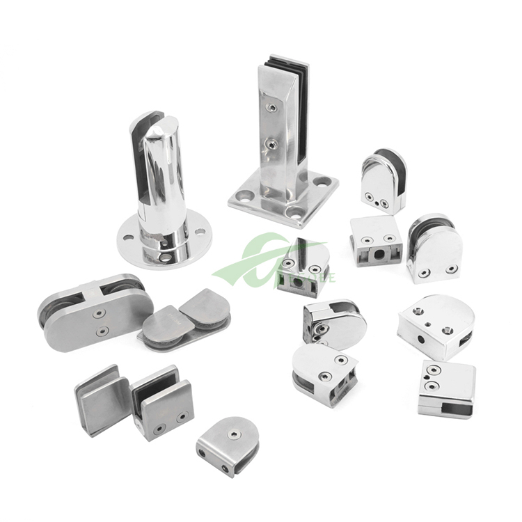 60x45mm D shape accessories stainless steel glass clamp stainless steel stair railing glass holder glasses for Balustrades