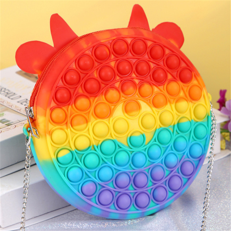 girls lovely mouse head bubble purse pop toy games messenger bags deer rainbow silicone stress reliever purses