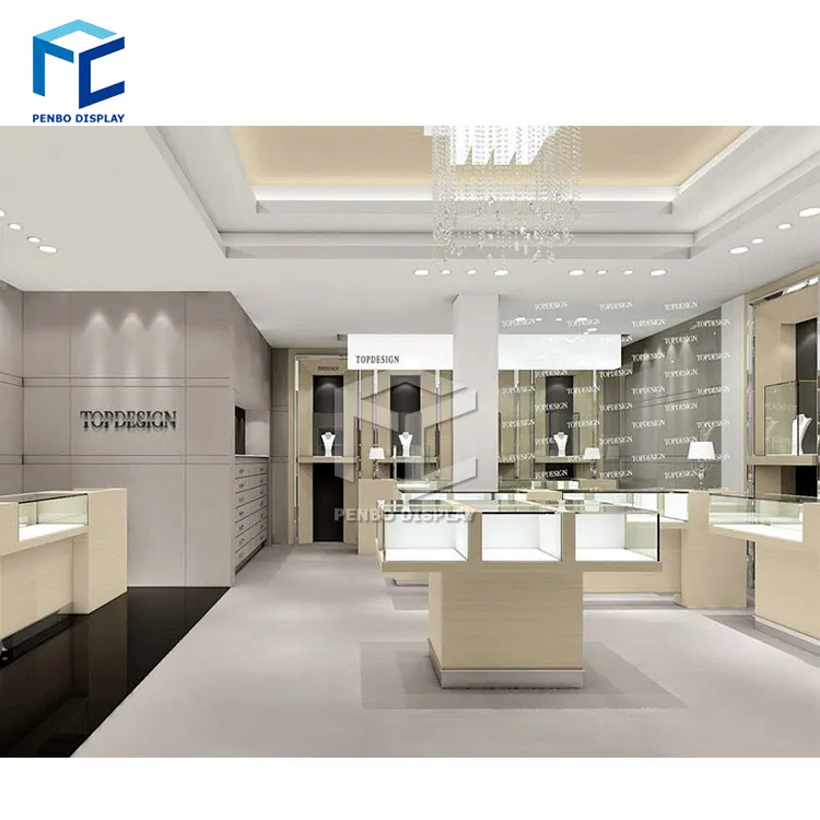 Penbo luxury jewelry store display counter furniture with jewellery shop counter design