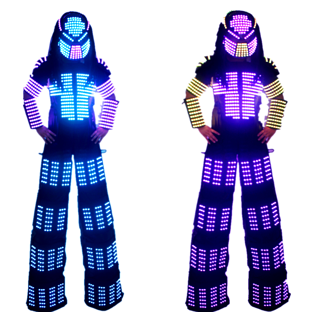 Разноцветный светящийся костюм со светодиодной подсветкой RGB для одежды, костюм-робот со стильным освещением, робот-танцевальная одежда Kryoman Дэвид Гетта