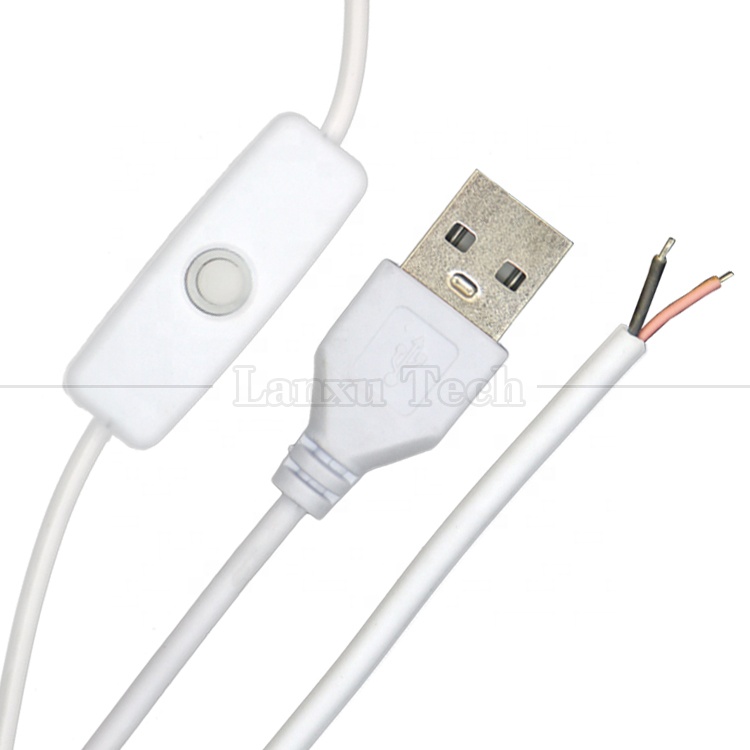 5V USB разъем для открытого конца провода кнопочный переключатель кнопка включения/выключения переключателя гибкий кабель для Светодиодные полосы света, потолочный вентилятор-люстра