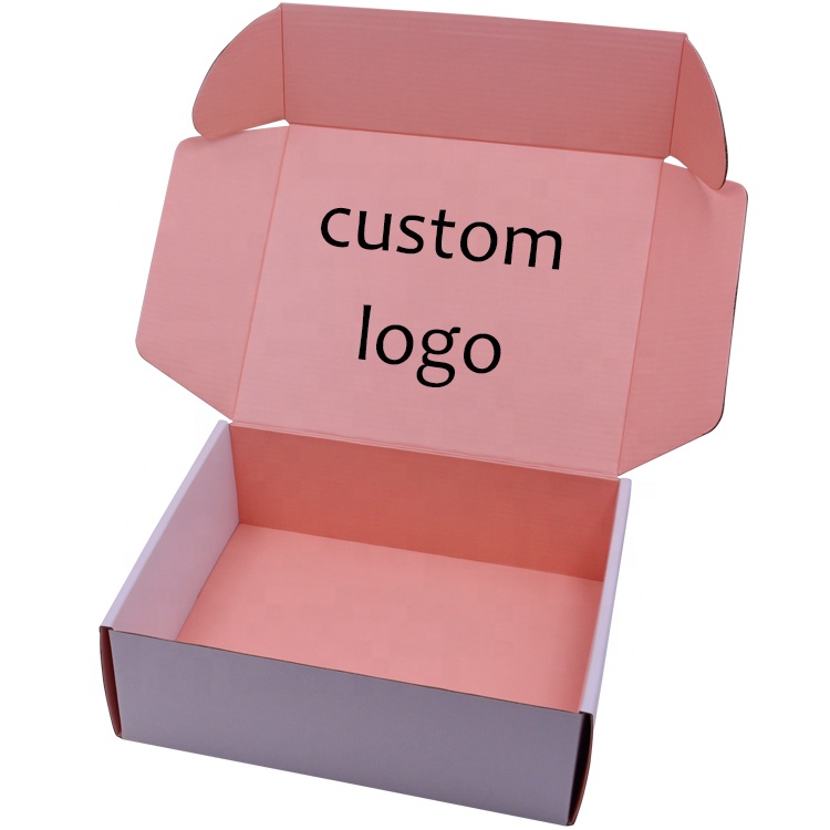 Custom Logo Luxury Recyclable Packaging Printing Parcel Boxes Skincare Pink Corrugated Shipping Mailer Paper Box