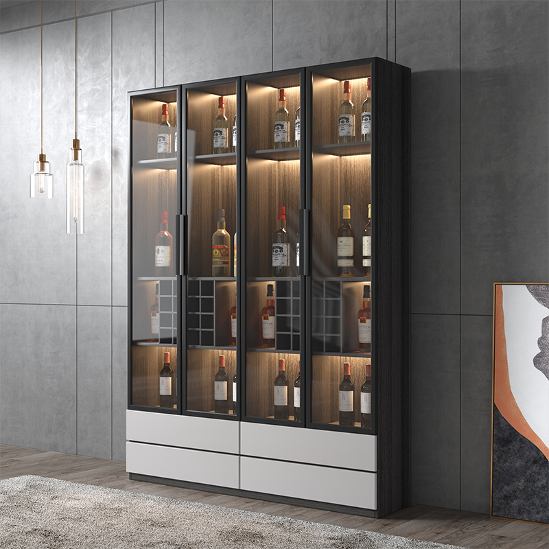 Modern and simple wine cabinet with lamp against the wall with pumping dining room locker household small apartment living room