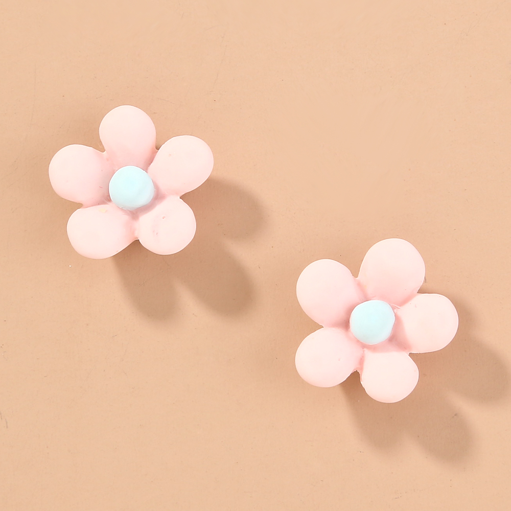 Korean Style Fresh Lovely Pink Floret Fashion Stud Earrings Woman Jewelry