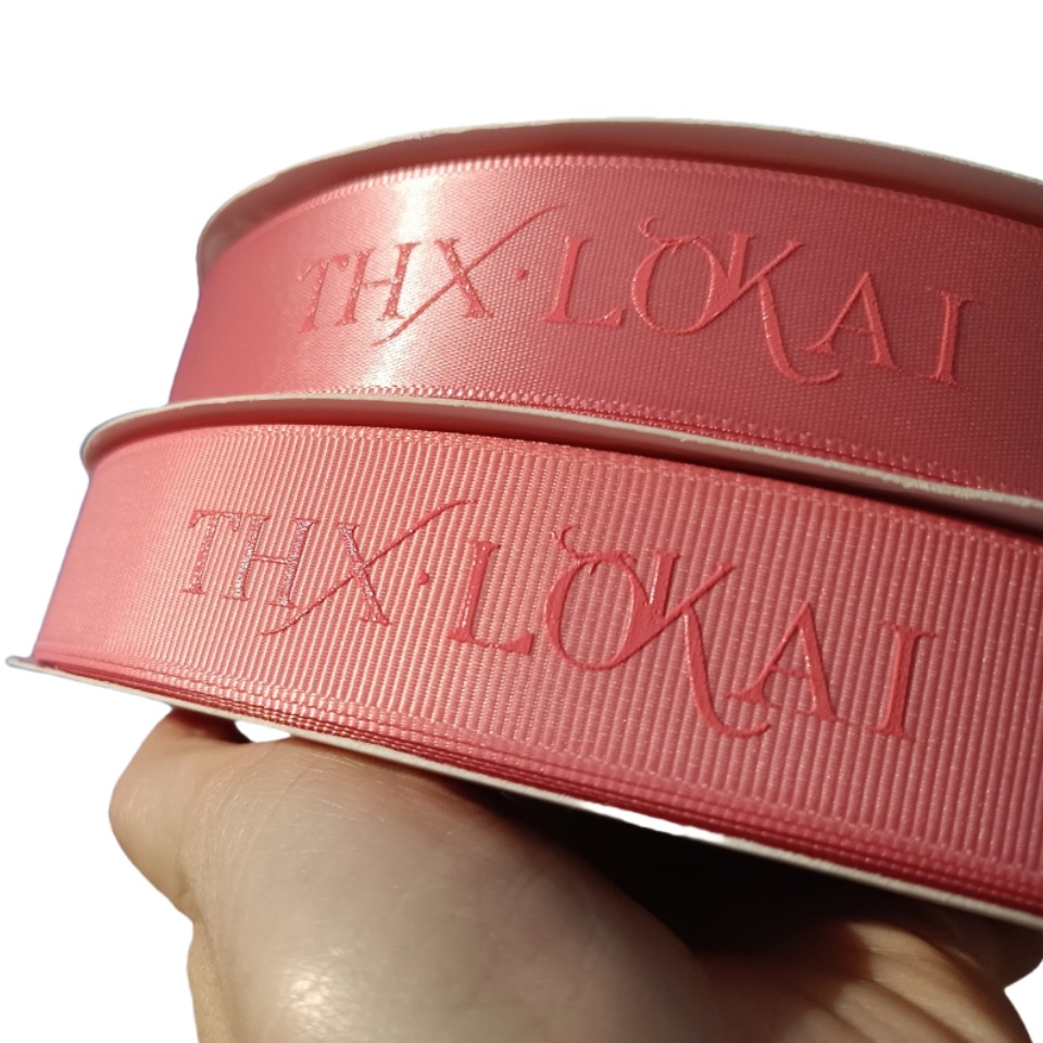 Custom Logo 3D Silk Screen Printing Cotton Ribbon Baby Clothing Gift Ribbon Polyester Grosgrain Ribbon For Bag Straps