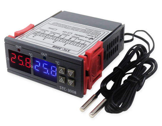 Robotlinking STC-3008 DC12V/24V/ AC110-220V двойной дисплей двойной температуры Регулируемый регулятор температуры с 1 м кабель