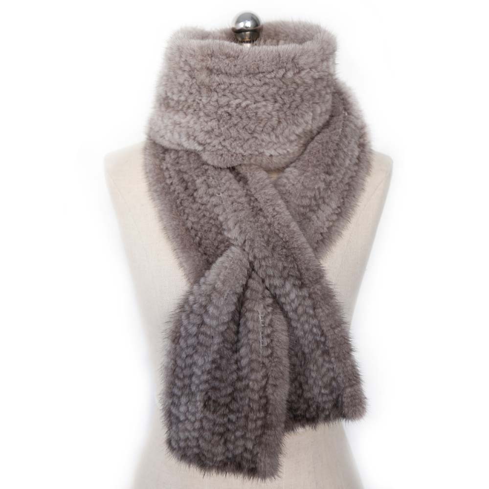 Wholesale hand knitting winter warm soft women mink fur neck scarf