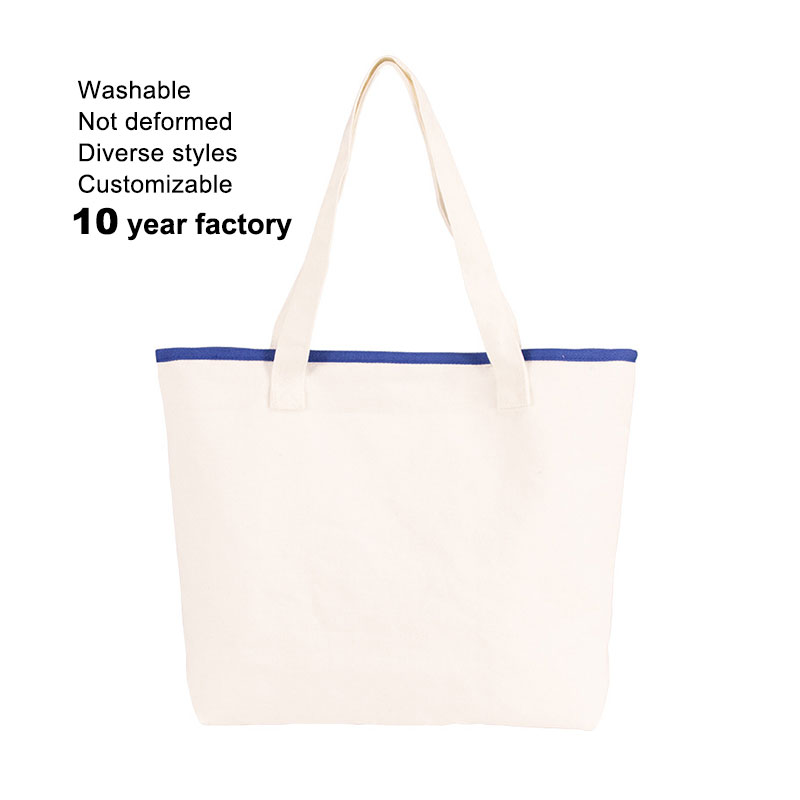 Recycled Edging High-Capacity DIY Pattern Customized White Artistic Student Tote Gift Shopping Fashion Canvas Promotional Bags