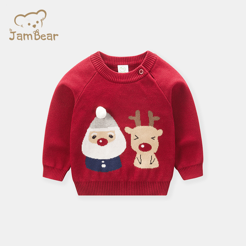 Детский свитер JamBear, весенне-осенний вязаный свитер для мальчиков, детский пуловер с Санта-Клаусом