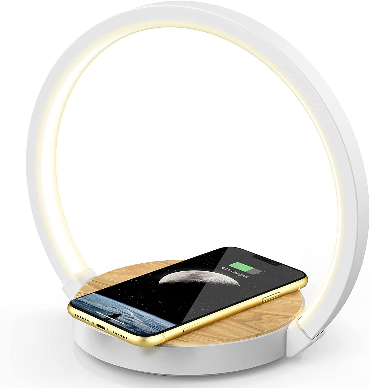 Bedside Light Fast Charging Cell Phone Pad Portable Bamboo Dimming Led Table Lamp Phone Bedside Lamp With Wireless Charger